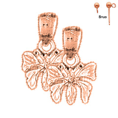 Pendientes de Mariposas de Oro de 14K o 18K de 16mm
