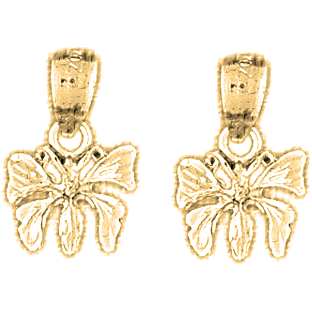 14K or 18K Gold 16mm Butterflies Earrings