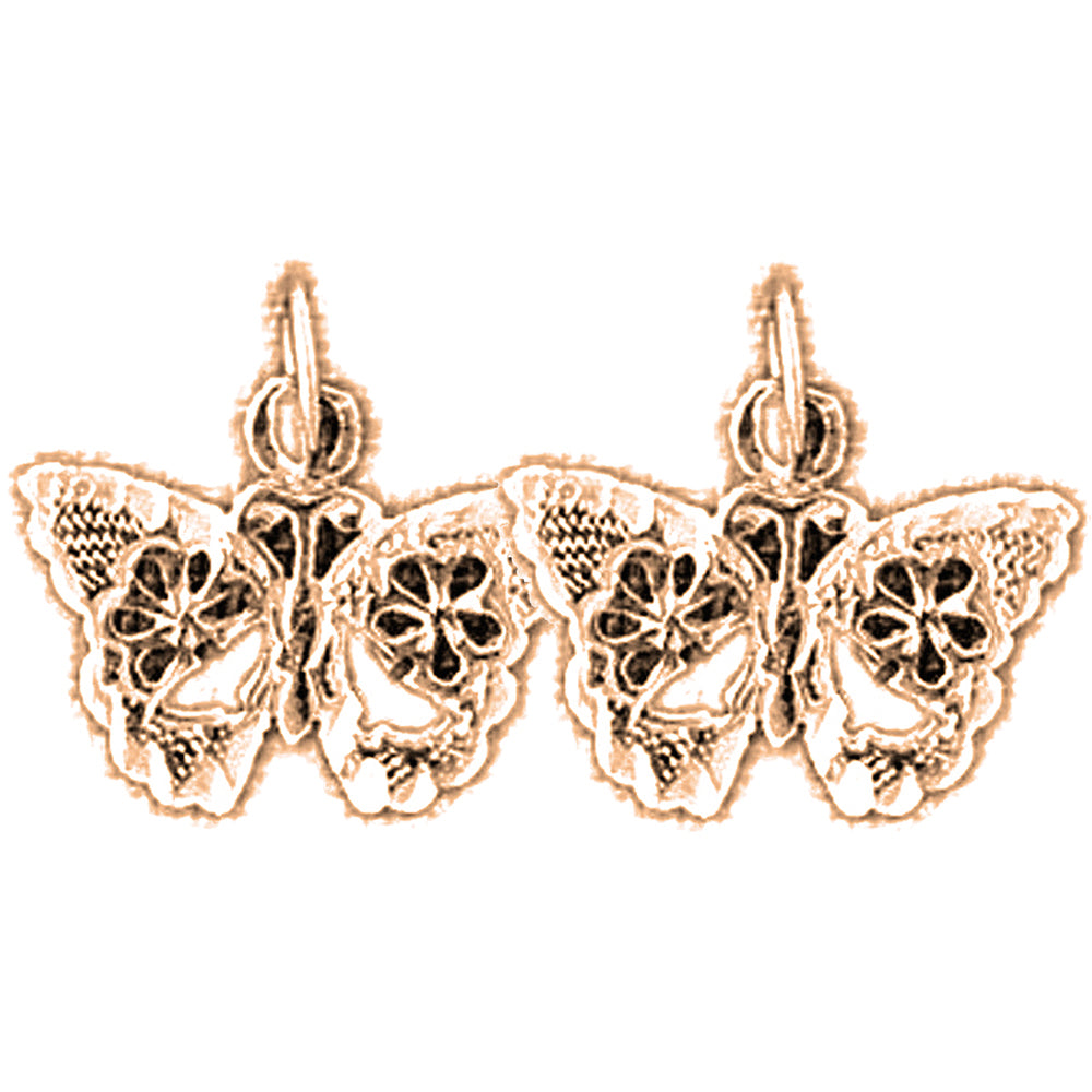 14K or 18K Gold 14mm Butterflies Earrings