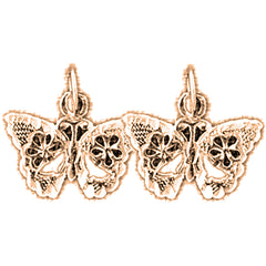 14K or 18K Gold 14mm Butterflies Earrings