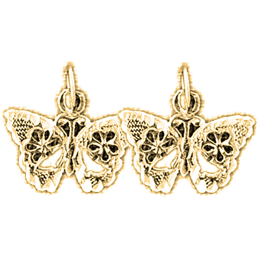 14K or 18K Gold 14mm Butterflies Earrings