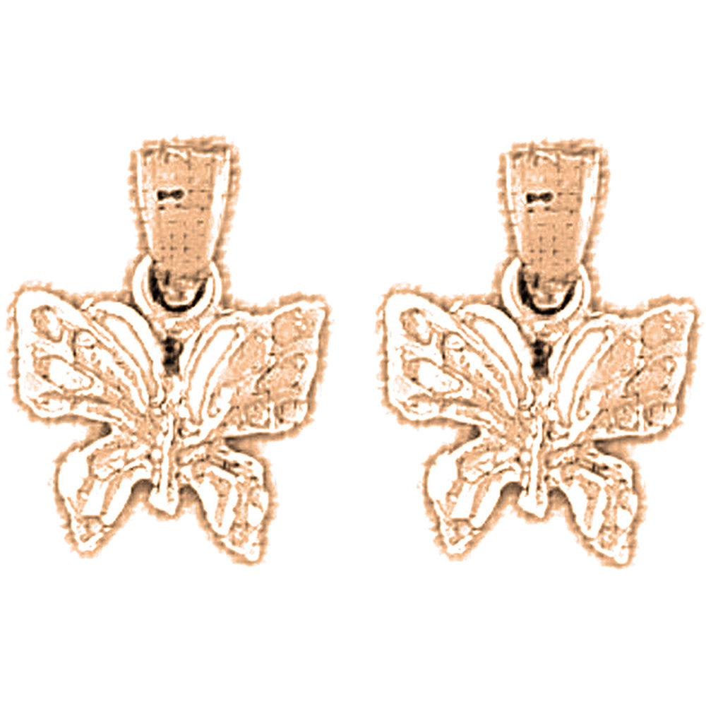 14K or 18K Gold 16mm Butterflies Earrings
