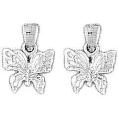 Sterling Silver 16mm Butterflies Earrings