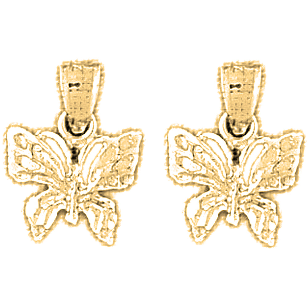 14K or 18K Gold 16mm Butterflies Earrings
