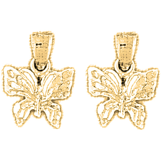 14K or 18K Gold 16mm Butterflies Earrings