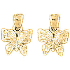 14K or 18K Gold 16mm Butterflies Earrings