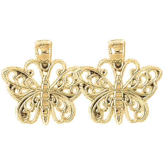 14K or 18K Gold 20mm Butterflies Earrings