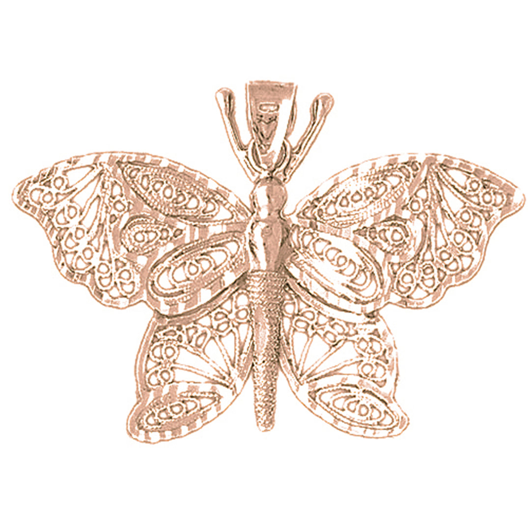 10K, 14K or 18K Gold Butterfly Pendant