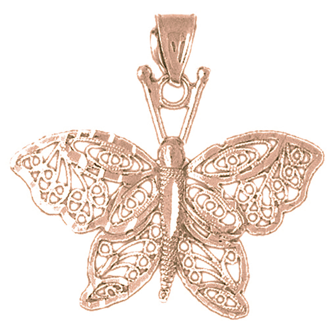 10K, 14K or 18K Gold Butterfly Pendant