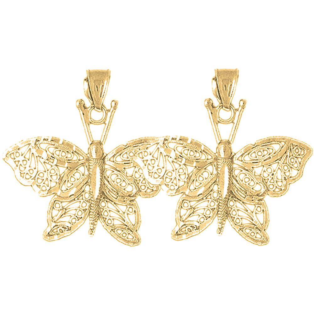 14K or 18K Gold 30mm Butterfly Earrings