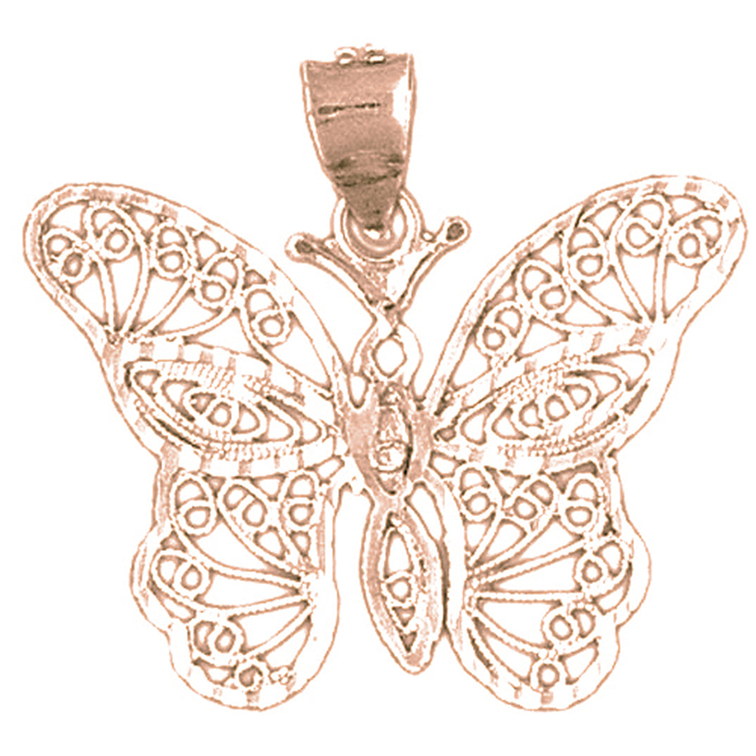 10K, 14K or 18K Gold Butterfly Pendant