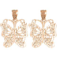 14K or 18K Gold 23mm Butterfly Earrings