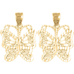 14K or 18K Gold 23mm Butterfly Earrings