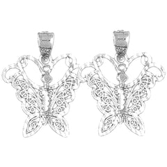 Sterling Silver 22mm Butterfly Earrings