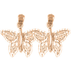 14K or 18K Gold 20mm Butterfly Earrings