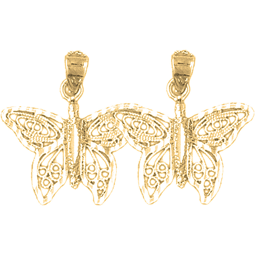 14K or 18K Gold 20mm Butterfly Earrings