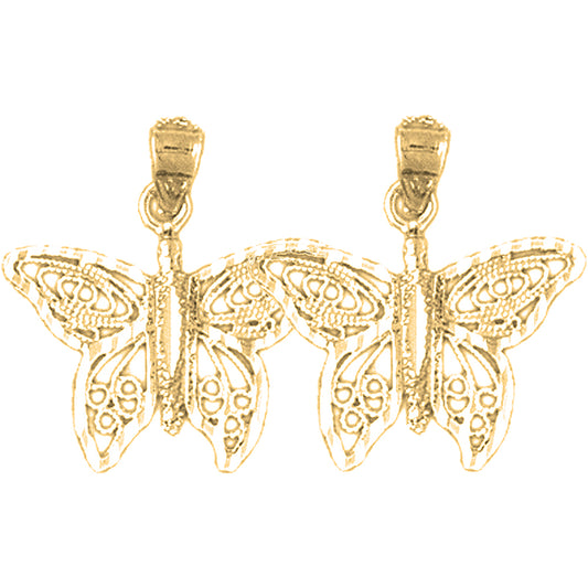 14K or 18K Gold 20mm Butterfly Earrings