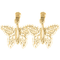 14K or 18K Gold 20mm Butterfly Earrings