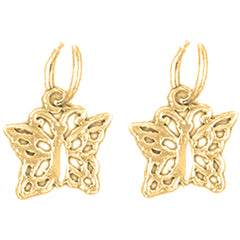 Yellow Gold-plated Silver 12mm Butterfly Earrings