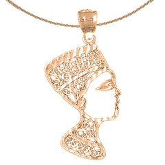 Colgante Nefertiti de oro de 14 quilates o 18 quilates