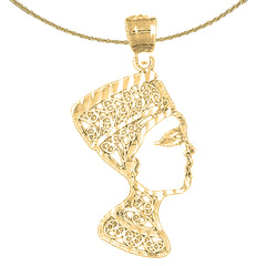 Colgante Nefertiti de oro de 14 quilates o 18 quilates