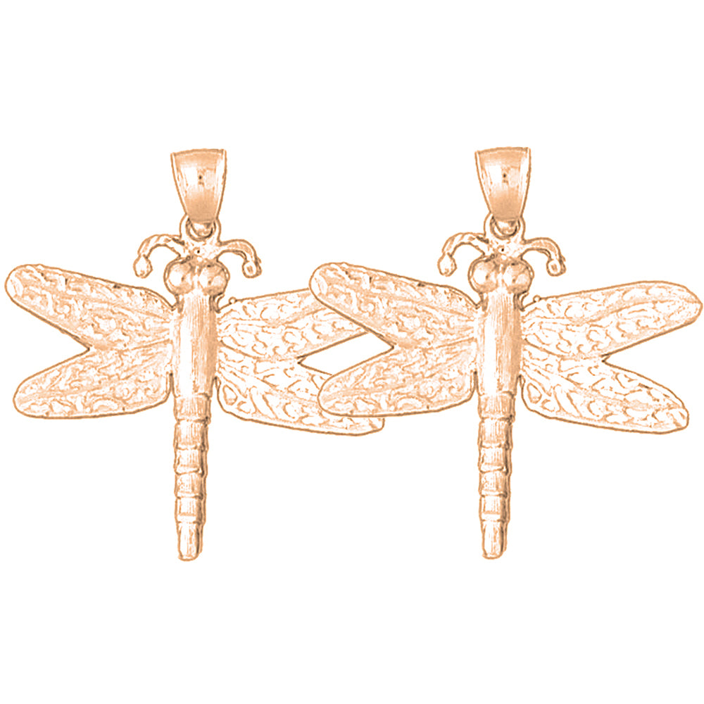 14K or 18K Gold 39mm Dragonfly Earrings