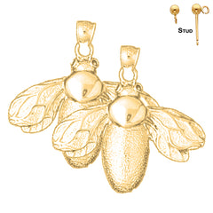 14K or 18K Gold Bee Earrings