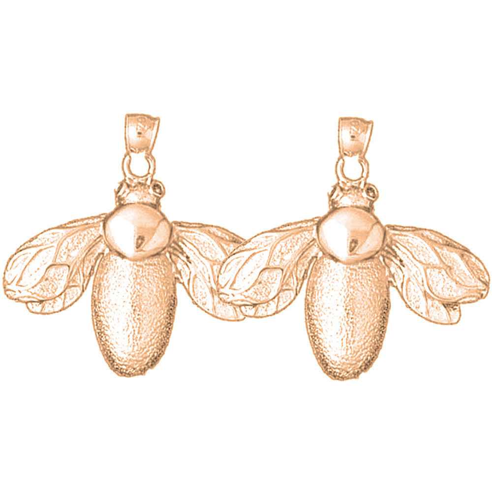 14K or 18K Gold 30mm Bee Earrings