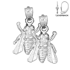 23 mm Bienenohrringe aus Sterlingsilber (weiß- oder gelbvergoldet)