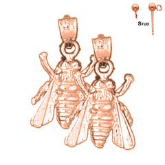 14K or 18K Gold Bee Earrings