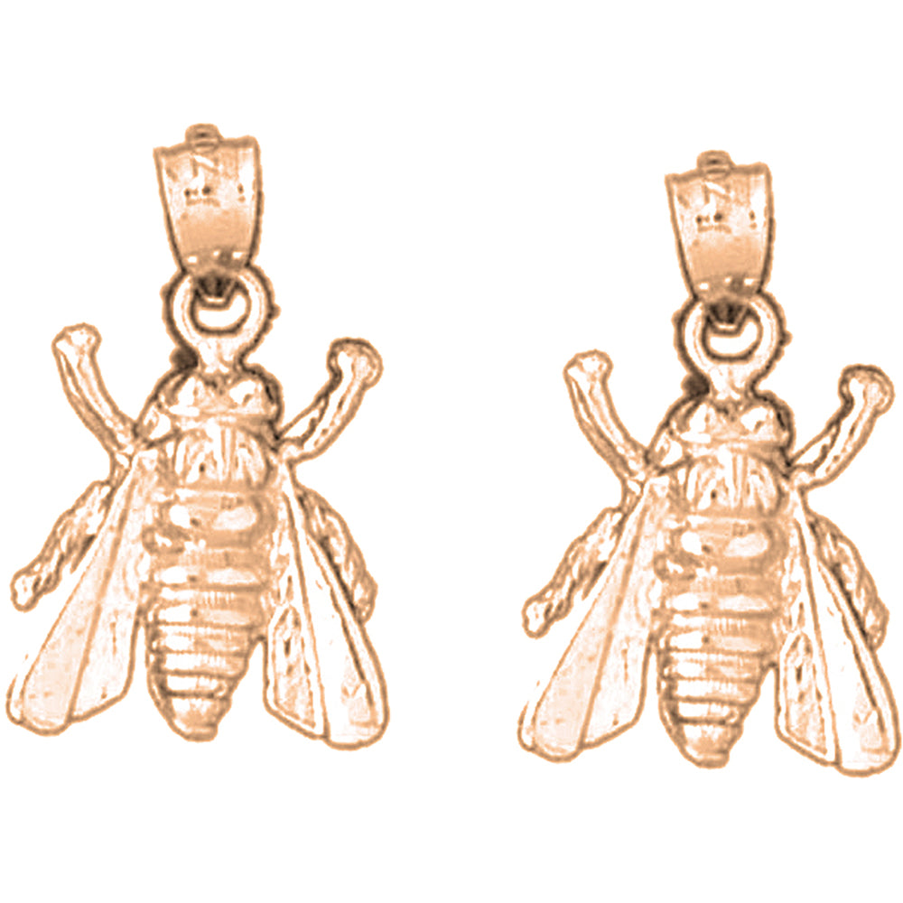 14K or 18K Gold 23mm Bee Earrings