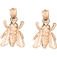 14K or 18K Gold 23mm Bee Earrings