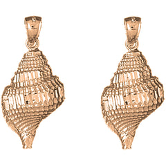 14K or 18K Gold 34mm Conch Shell Earrings
