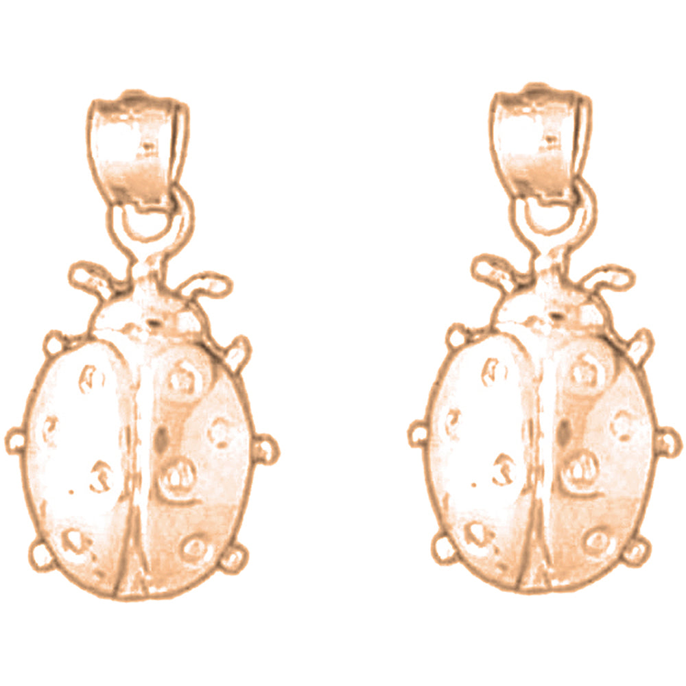 14K or 18K Gold 19mm Ladybug Earrings