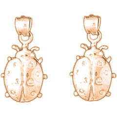 14K or 18K Gold 19mm Ladybug Earrings