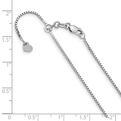 14K White Gold Adjustable 1mm Box Chain