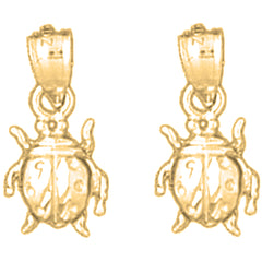 14K or 18K Gold 17mm Ladybug Earrings