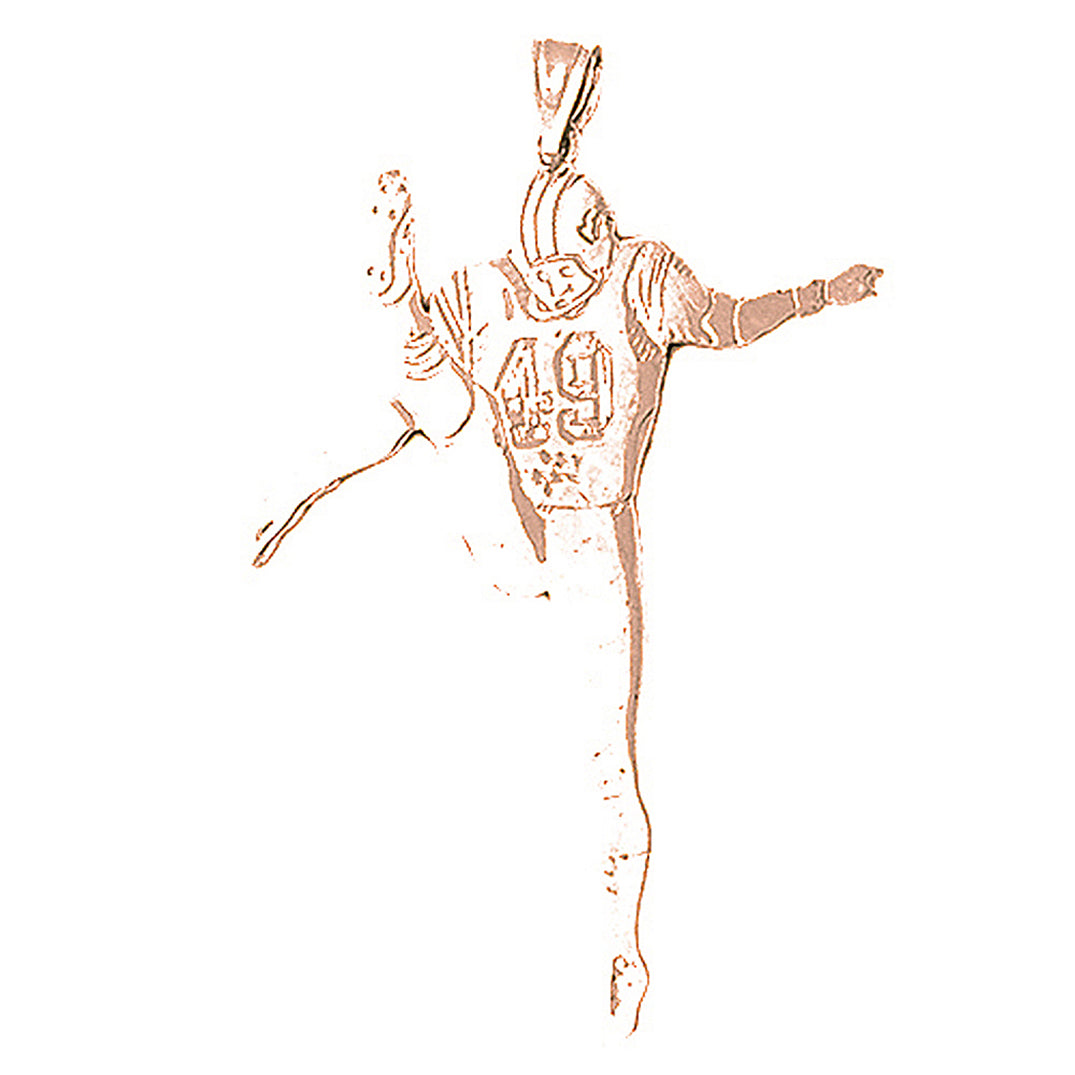 10K, 14K or 18K Gold Football Player Pendant