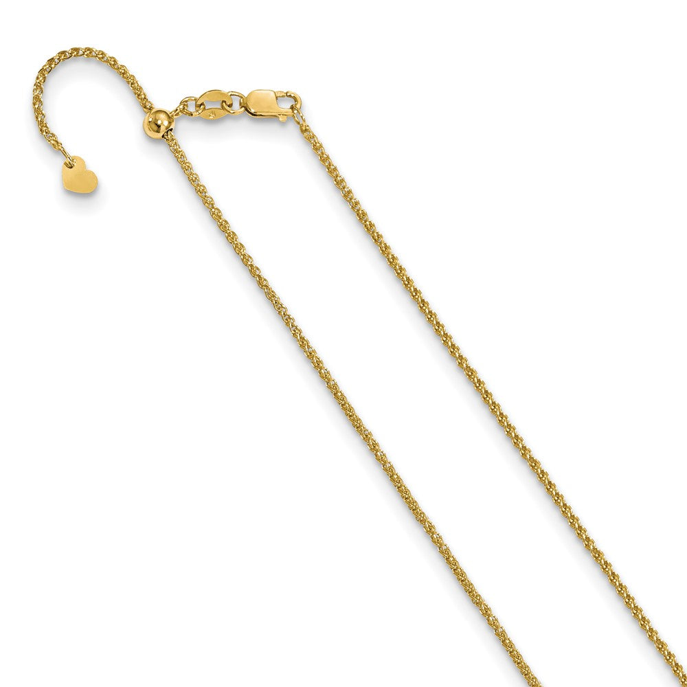 14K Yellow Gold Adjustable 1.4mm Wheat Chain