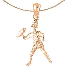10K, 14K or 18K Gold 3D Football Player Pendant