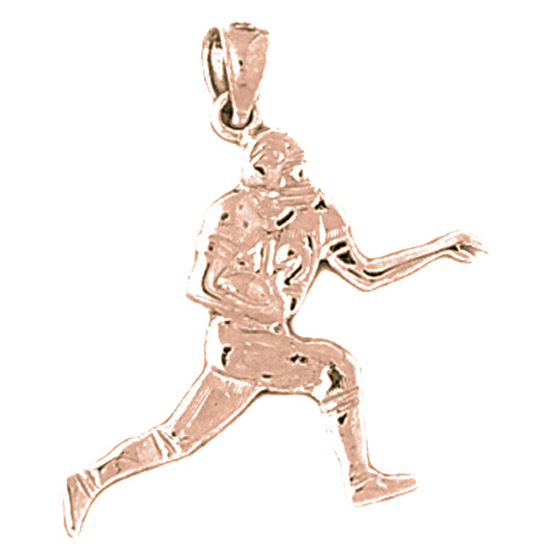 14K or 18K Gold Football Player Pendant