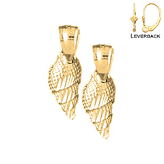 Pendientes de concha de caracola de oro de 14 quilates o 18 quilates de 26 mm