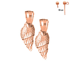 Pendientes de concha de caracola de oro de 14 quilates o 18 quilates de 26 mm