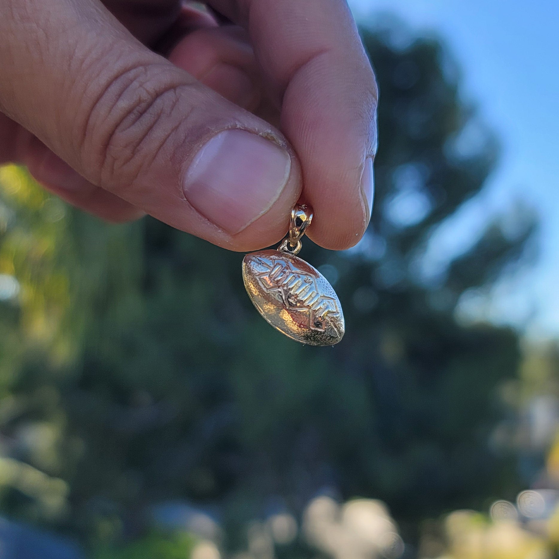 10K, 14K or 18K Gold 3D Football Pendant