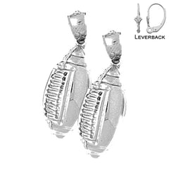 Sterling Silver 28mm Football Earrings (White or Yellow Gold Plated)