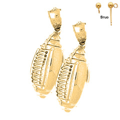 Sterling Silver 28mm Football Earrings (White or Yellow Gold Plated)