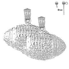 Sterling Silver 18mm Football Earrings (White or Yellow Gold Plated)