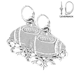 Sterling Silver 18mm Football Earrings (White or Yellow Gold Plated)