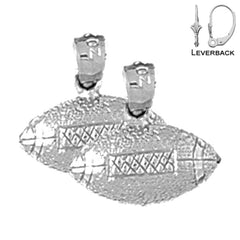 Sterling Silver 14mm Football Earrings (White or Yellow Gold Plated)