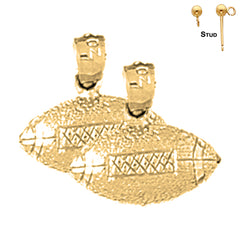 Sterling Silver 14mm Football Earrings (White or Yellow Gold Plated)